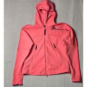 Adidas Pink‎ Front Full‑Zip Hooded Sports Sweatshirt Size Small With Pockets